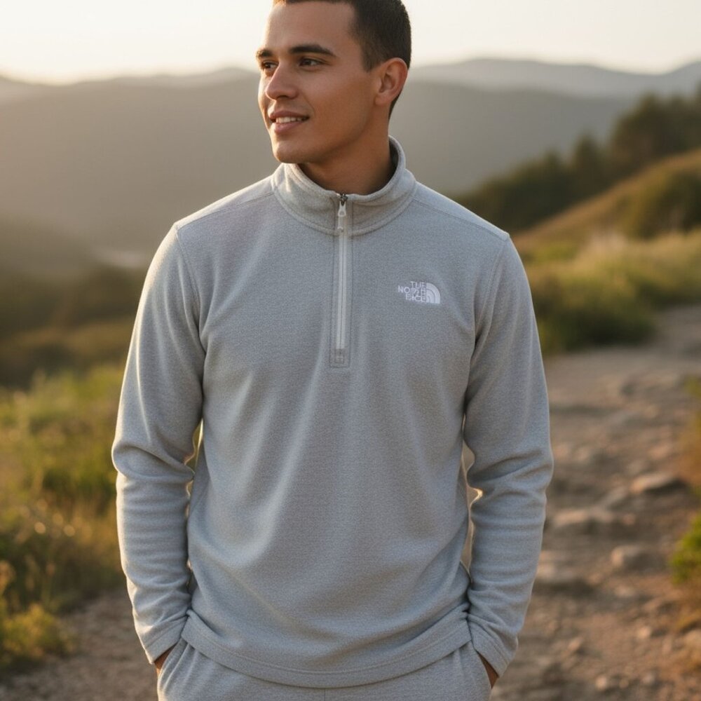 The North Face TKA Glacier 1/4 Zip Pullover Gray Fleece NF0A3YR1DYX Mens Sz Med